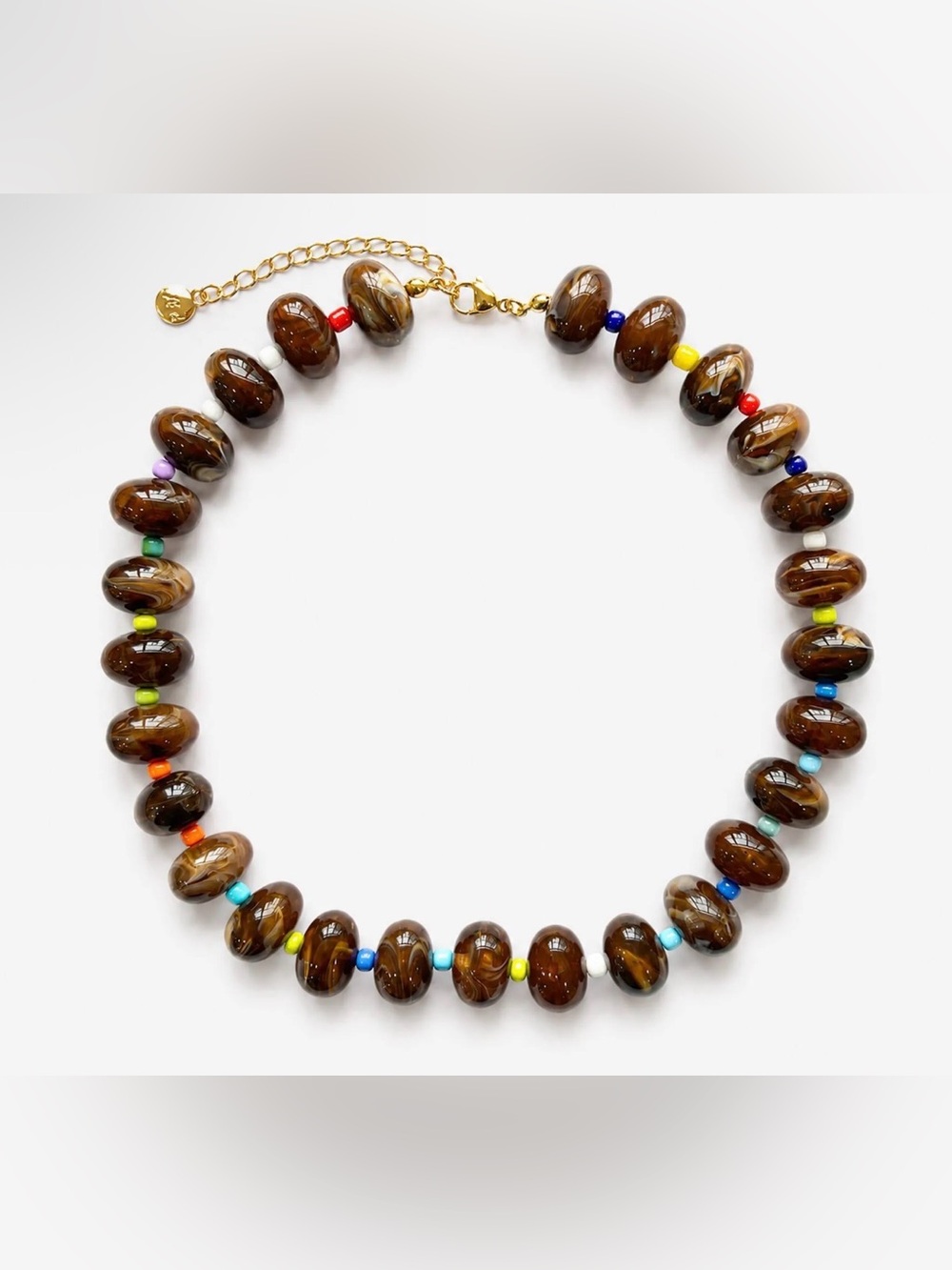 MAYAMAR- Handmade Lucky Brown Necklace with Multicolor Accents